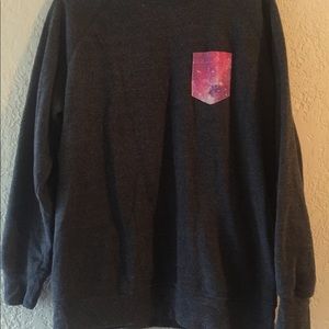 Dark gray sweatshirt with galaxy pocket